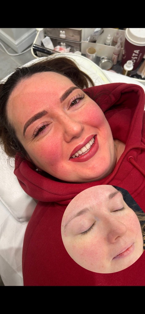 Happy client after brow treatment